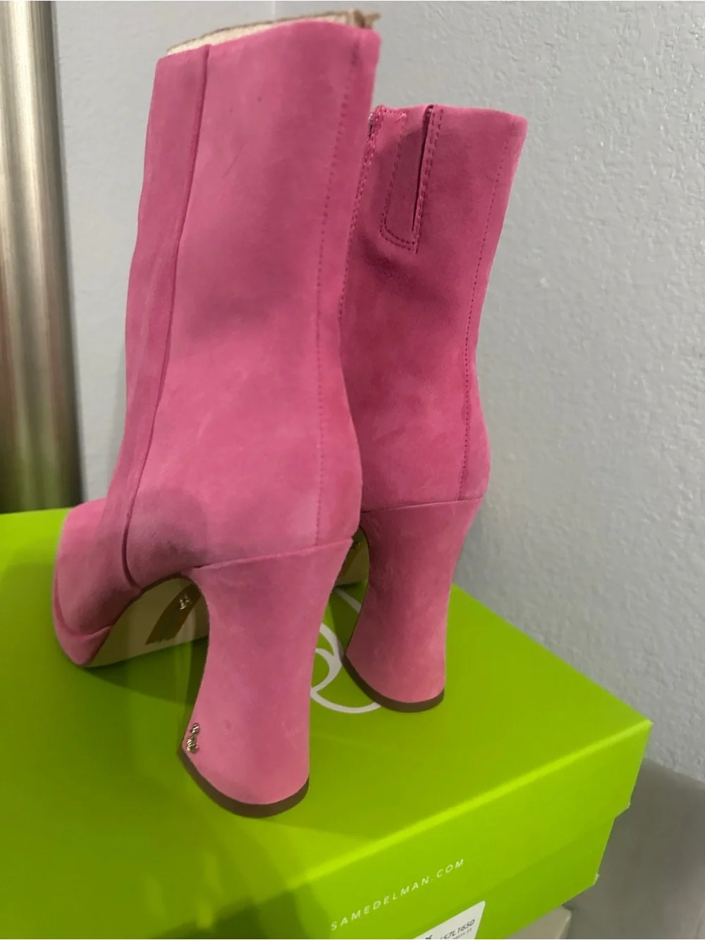 Sam Edelman Pink Suede Platform Ankle Boots